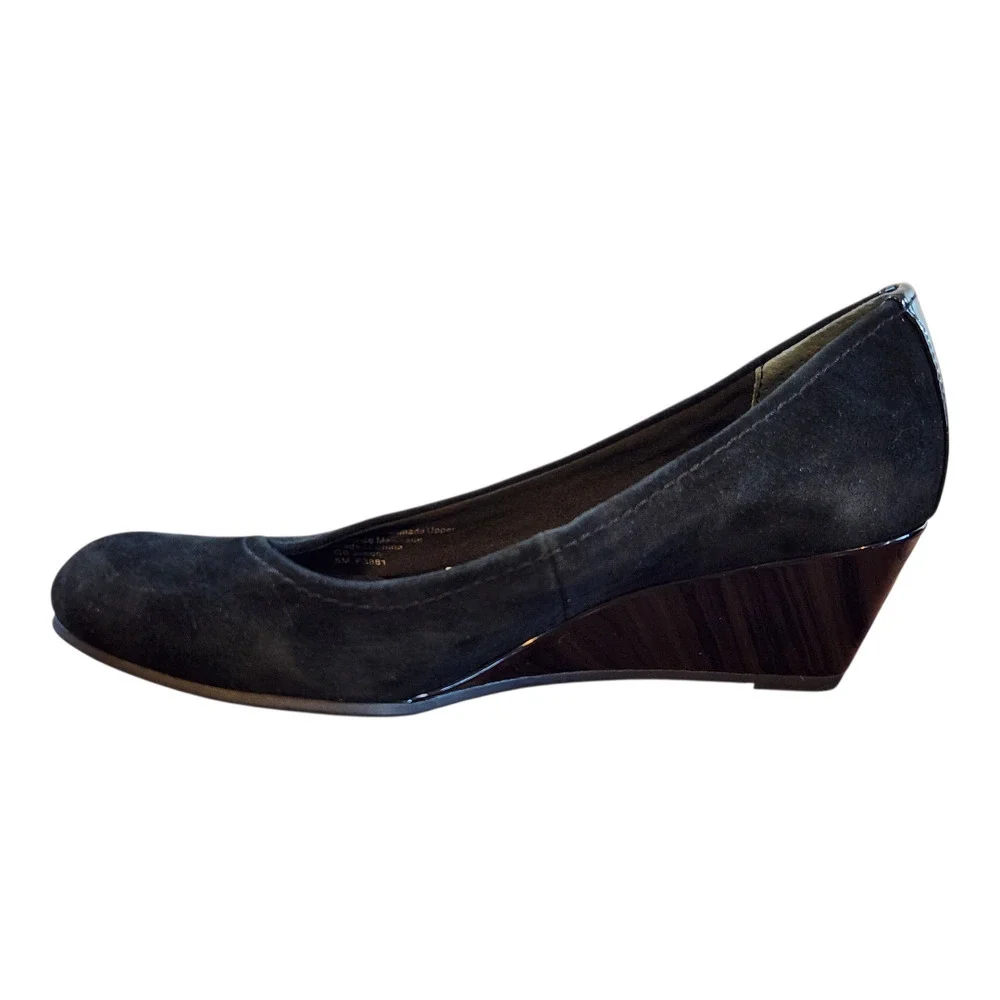 Giani‎ Bernini GB Jileen black leather suede sz 5m wedge heel slide on